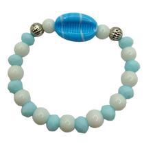 Pulseira Oxóssi Búzios Azul Celeste Cristal E Silicone