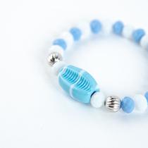 Pulseira Oxóssi Búzios Azul Celeste Cristal e Silicone Pulseira Oxóssi Búzios Azul Celeste Cristal e Silicone