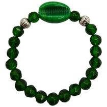 Pulseira Oxossi Búzios Verde Cristal E Silicone