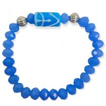 Pulseira Oxossi Firma Azul Cristal e Silicone
