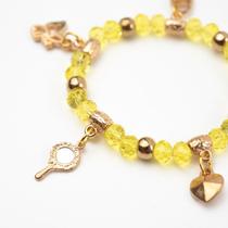 Pulseira Oxum Abebê Umbanda Cristal Dourado e Silicone