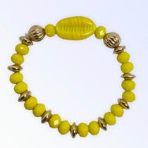 Pulseira Oxum Búzios Amarelo Cristal e Silicone