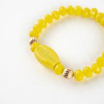Pulseira Oxum Búzios Amarelo Gema Cristal e Silicone