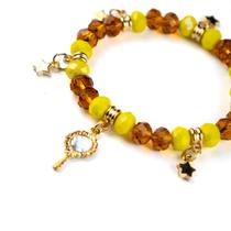 Pulseira Oxum Luxo Abebê com Estrelas Cristal e Silicone