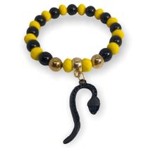 Pulseira Oxumare Preta E Amarela E Dourada Serpente E Pulseira Oxumare Preta E Amarela E Dourada Serpente E