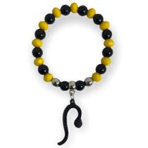 Pulseira Oxumare preta e amarela e prateada com serpente e silicone - 2022 ano de Oxumare Pulseira Oxumare preta e amarela e prateada com serpente e silicone - 2022 ano de Oxumare