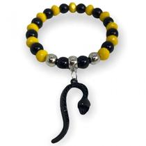 Pulseira Oxumare Preta E Amarela E Prateada Serpente E Pulseira Oxumare Preta E Amarela E Prateada Serpente E