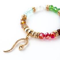 Pulseira Oxumare Serpente Dourada Cristal Color Silicone Pulseira Oxumare Serpente Dourada Cristal Color Silicone