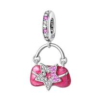 Pulseira Pandora com Pingentes de Rosa, Espelho Mágico e Anjo - Banhada a Prata 925