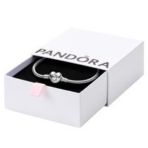 Pulseira Pandora Moments Heart Clasp Snake Chain em prata 925