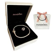 Pulseira Pandora Presente com Caixinha E Sacola Pandora + berloque coração