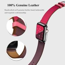 Pulseira para Apple Watch 42mm 44mm Cour o genuino Premium Marrom e Rosa iCarer Original Pulseira para Apple Watch 42mm 44mm Cour o genuino Premium Marrom e Rosa iCarer Original