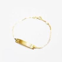 Pulseira para Bebe Infantil Ouro 18k Chapa Lisa Coração Vazado Piastrine 13,50cm D063