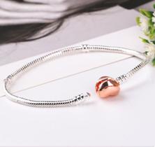 Pulseira para Berloque Banho Prateado Fecho Coração Pulseira para Berloque Banho Prateado Fecho Coração