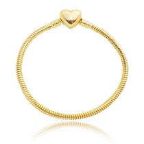 Pulseira Para Berloque Fecho Coração Banhado a Ouro 18k Pulseira Para Berloque Fecho Coração Banhado a Ouro 18k