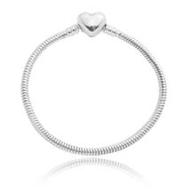 Pulseira Para Berloque Fecho Coração Banhado a Prata 925 Pulseira Para Berloque Fecho Coração Banhado a Prata 925