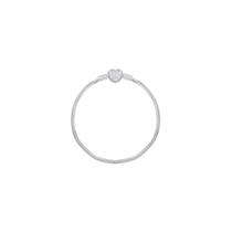 Pulseira Para Berloque Fecho Coração Cravejado Prata Pulseira Para Berloque Fecho Coração Cravejado Prata