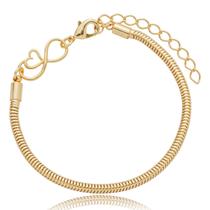 Pulseira Para Berloque Fecho Infinito Coração Banhado a Ouro 18k PULSEIRA:16 cm (pulso 14cm)COR:Ouro Pulseira Para Berloque Fecho Infinito Coração Banhado a Ouro 18k PULSEIRA:16 cm (pulso 14cm)COR:Ouro