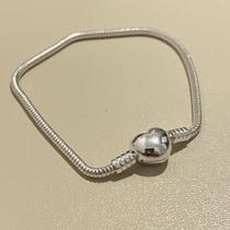 Pulseira para Berloques com Fecho de Coração em Prata Pulseira para Berloques com Fecho de Coração em Prata