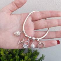 Pulseira para berloques fecho redondo 3mm