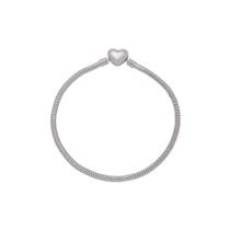 Pulseira Para Berloques Flexível Folheada A Ródio Coração