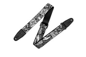 Pulseira para Guitarra Levy's - Série Tattoo 2 - Poliéster Preto/Branco