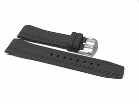 Pulseira Para Relógio Borracha 24Mm Preta Curva Dois Frisos