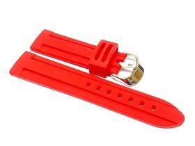 Pulseira Para Relógio Silicone 2 Frisos Reta 24Mm Vermelho