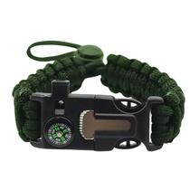 Pulseira Paracord Ajustável Sobrevivência Tática Pederneira Militar Bússola Apito Faca Camping
