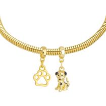 Pulseira Pata Cachorro Berloque Banhado a Ouro 18k