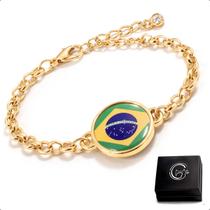 Pulseira Patriota Brasil Copa do Mundo Corrente Dourado 50cm Ouro Pulseira Patriota Brasil Copa do Mundo Corrente Dourado 50cm Ouro