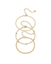 Pulseira PAVOI 15 cm Pacote com 3 Unidades Banho de Ouro e Zircônia Cúbica