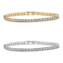 Pulseira PAVOI em Ouro 14K com Banho de Ródio e Zircônia Cúbica de 7" Tipo Tênis