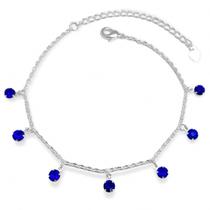 Pulseira Pedra Azul Safira Banhada a Prata Semijoia