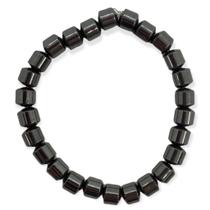 Pulseira pedra Hematita cilindrica 8 mm e silicone