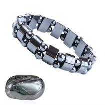 Pulseira Pedra Hematita Natural Lapidada Ajustável Magnetica