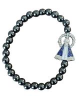 Pulseira Pedra Hematita Nossa Senhora Aparecida Medalha Inox Pulseira Pedra Hematita Nossa Senhora Aparecida Medalha Inox