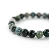 Pulseira Pedra Natural Ágata Indiana Verde 8mm Boas Energias