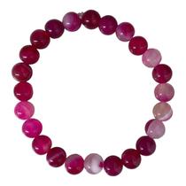 Pulseira Pedra Natural Ágata Rosa 8Mm Atrai Riqueza E Amor