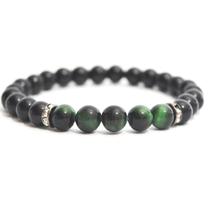 Pulseira Pedra Natural Ônix com Olho de Tigre Verde Pulseira Pedra Natural Ônix com Olho de Tigre Verde