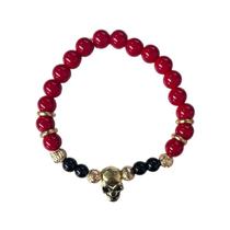 Pulseira Pedra Natural Pomba Gira Crânio Jade Vermelha 8 mm