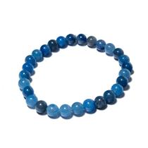 Pulseira Pedra Quartzo Azul Bolinha 6mm Fio Silicone