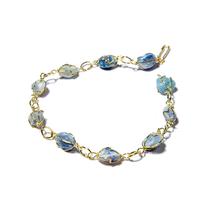 Pulseira Pedra Quartzo Azul Na Gaiola Banho Dourado