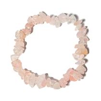 Pulseira Pedra Quartzo Rosa Rolado Fibra de Silicone