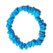 Pulseira Pedra Turquesa Azul Natural Fio Fibra Silicone