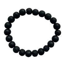 Pulseira Pedra Vulcânica Negra Natural Unissex 8 mm