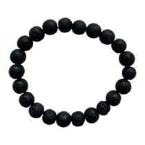 Pulseira Pedra Vulcânica Negra Natural Unissex 8 Mm