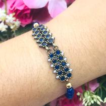 Pulseira Pedras Azul Prata turca 925