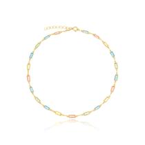 Pulseira Pedras Coloridas Retangulares - Banhado em Ouro 18k