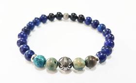 Pulseira Pedras Naturais 8Mm-Lapis Lazuli-Onix-Labradorita